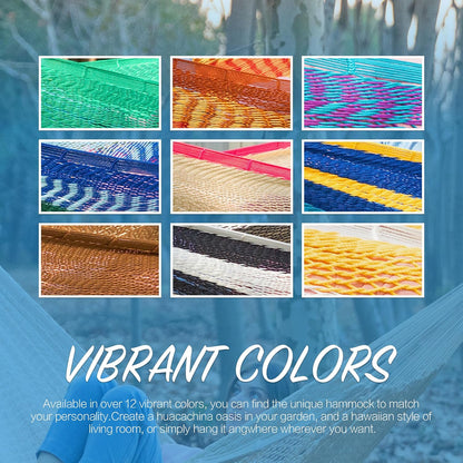 PNAEUT Handwoven Mayan Hammocks, Double Rope Hammock for Outdoor Outside & Indoor, Thick Soft 600 lbs Capacity Heavy-Duty, Includes Tree Straps, Carabiners & Carrying Bag (Nature, X-Large)