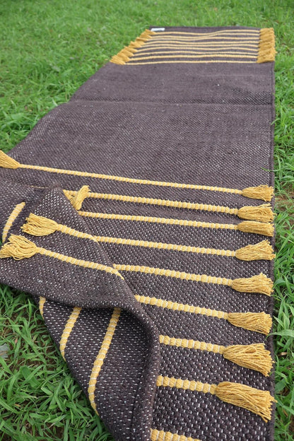 Cotton Organic Yoga Mat - Eco-Friendly Hand-Woven Rug - Handloom Foldable Yoga Mat for Everyday Fitness Maditation Rug - (24”x72”)