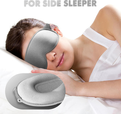Sleep Eye Mask for Men Women, Sleeping Mask for Side Sleeper, Travel Blackout Night Blindfold Eye Shade Cover with Adjustable Strap (Black)