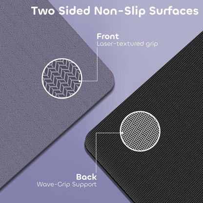 Non-slip TPE Yoga Mat for Women & Men,72"x24" Double-Sided Workout Mat for Home Gym Pilates Fitness,1/4 Inch Packable Lightweight Exercise Mat with Strap for Travel,Non Toxic Exercise Floor Mat