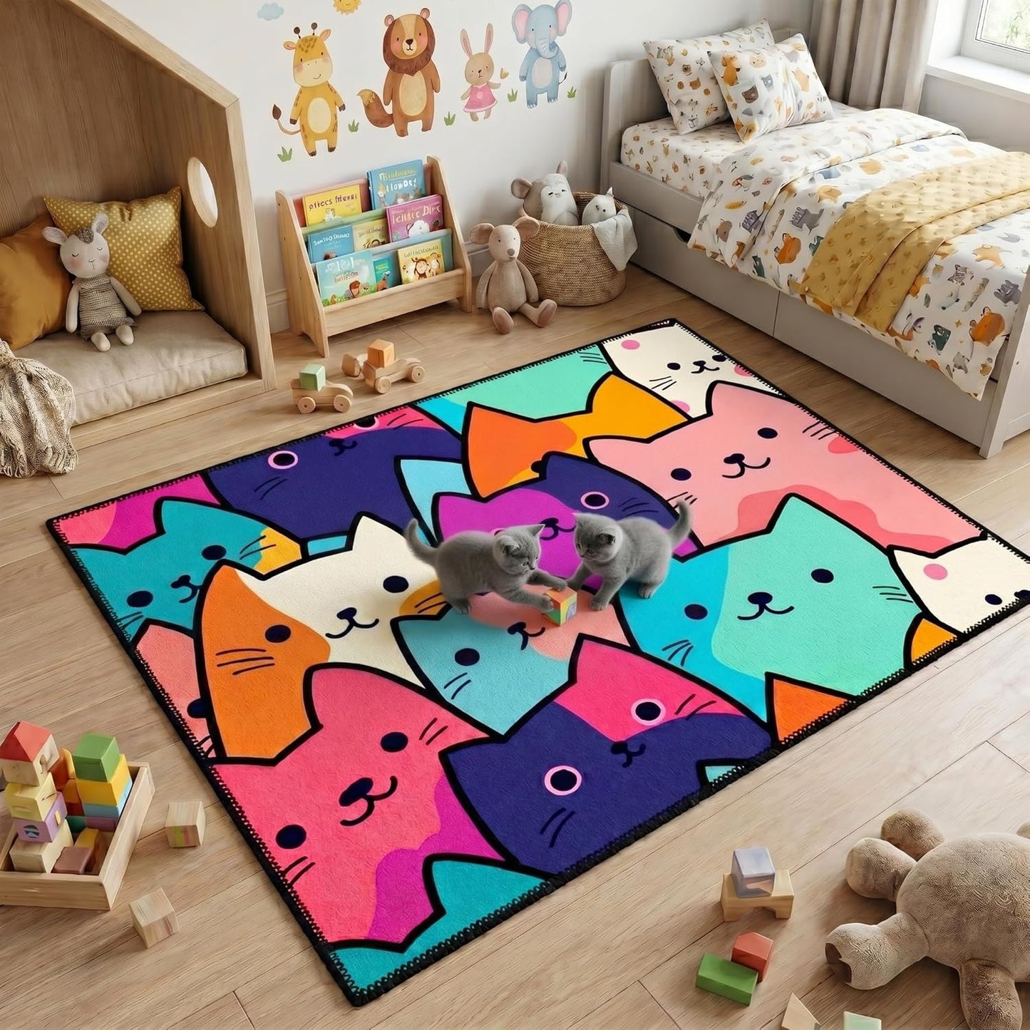 Black Girl Area Rug for Bedroom African American Rugs for Room Princess Carpet Kids Rugs for Bedroom African Girls Carpet for Living Room Teen Girls Yoga Mats, Pink, 4'×5'