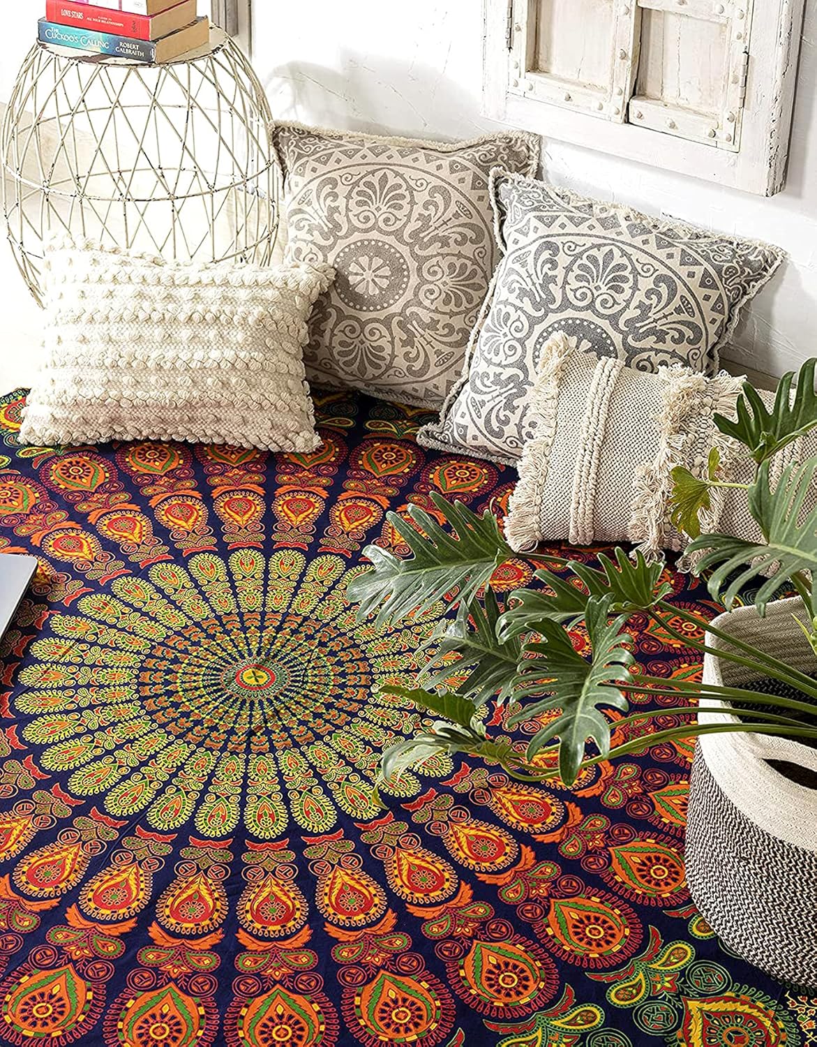 raajsee Purple Round Beach Tapestry Hippie/Boho Beach Blanket Mandala/Indian Cotton Throw - Round Tablecloth/Home Decor/Indie Rug Yoga Mat Meditation Picnic Rugs 127 CM / 50 INCHE Circle