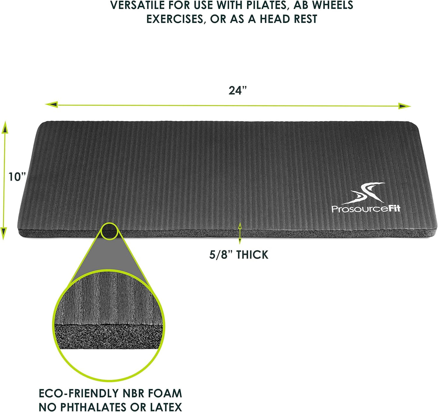 ProsourceFit Extra Thick Yoga Knee Pad and Elbow Cushion 15mm (5/8”) Fits Standard Mats for Pain Free Joints in Yoga, Pilates, Floor Workouts