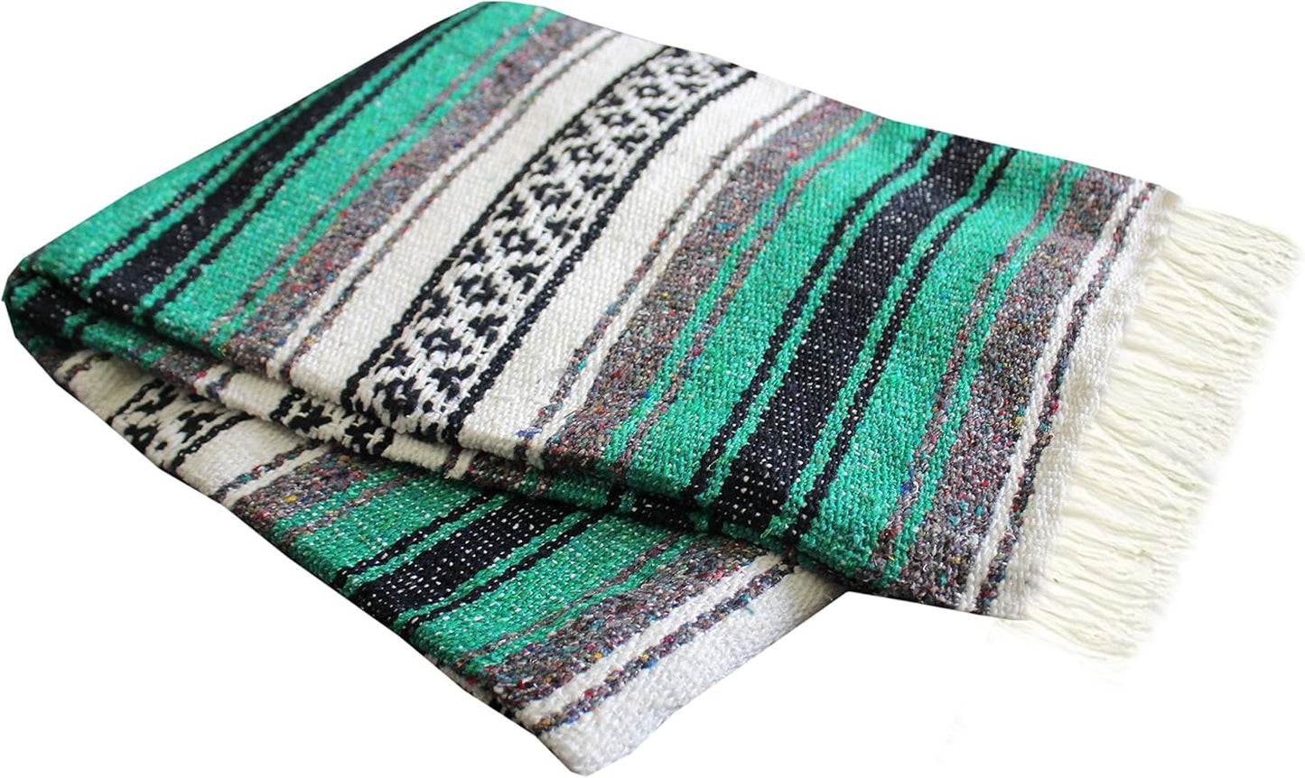 Del Mex Classic Mexican Blanket, Large Authentic Woven Falsa Throw (70"x50"), Artisan Southwest Décor for Beach, Yoga, Outdoors (Lavender)