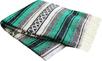 Del Mex Classic Mexican Blanket, Large Authentic Woven Falsa Throw (70"x50"), Artisan Southwest Décor for Beach, Yoga, Outdoors (Lavender)