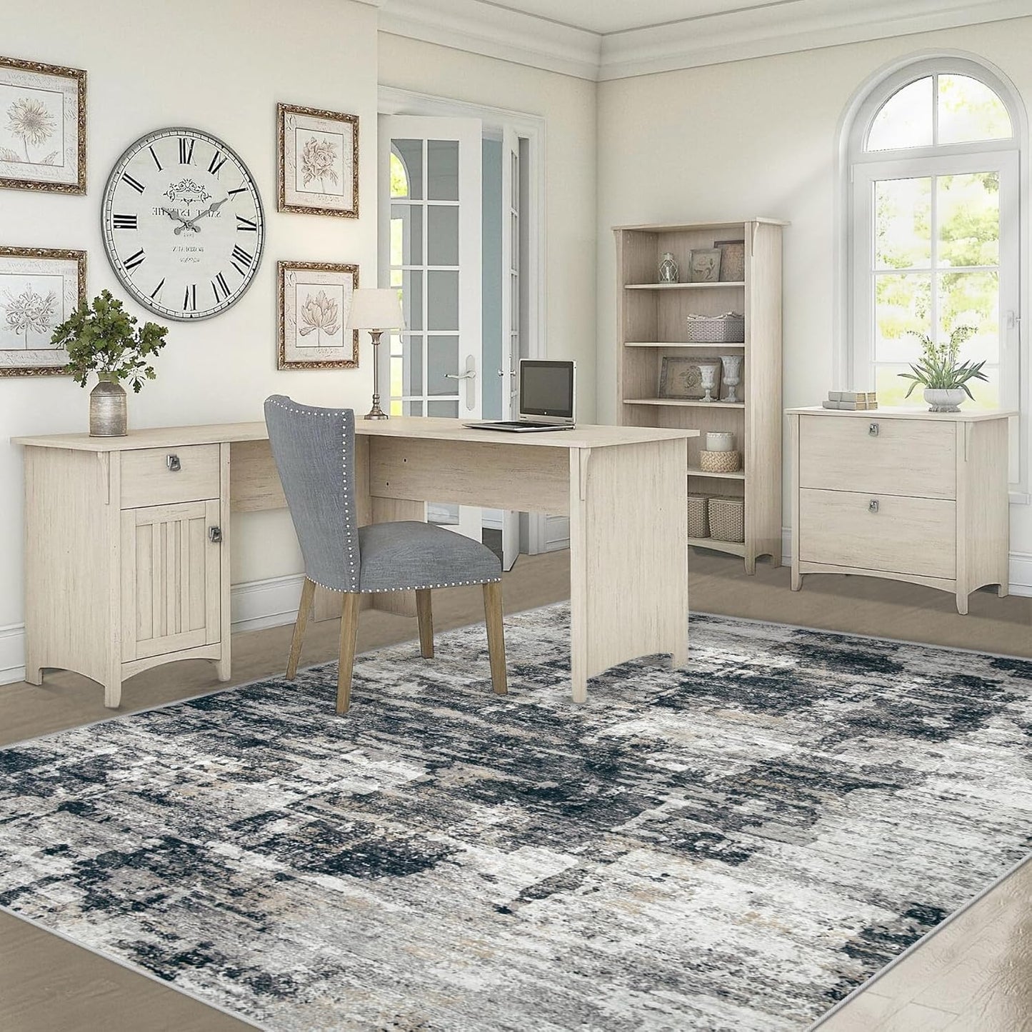 XLUEZ 8x10 Area Rugs for Living Room, Washable Modern Abstract Large Area Rug Neutral Soft Non Slip Kids Rug Stain Resistant Indoor Carpet for Bedroom Nursery Dining Children's Room(Blue, 8'x10')