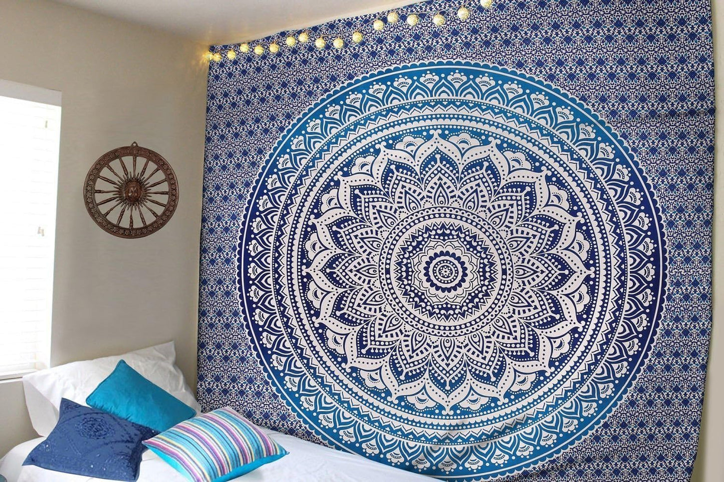 raajsee Indian Cotton Green Tapestry Mandala Wall Hangings- Tapestry For Bedroom - Indie Wall Tapestry Hippie Room Decor - Boho Small Tapestrys Aesthetic 30x40 Inches