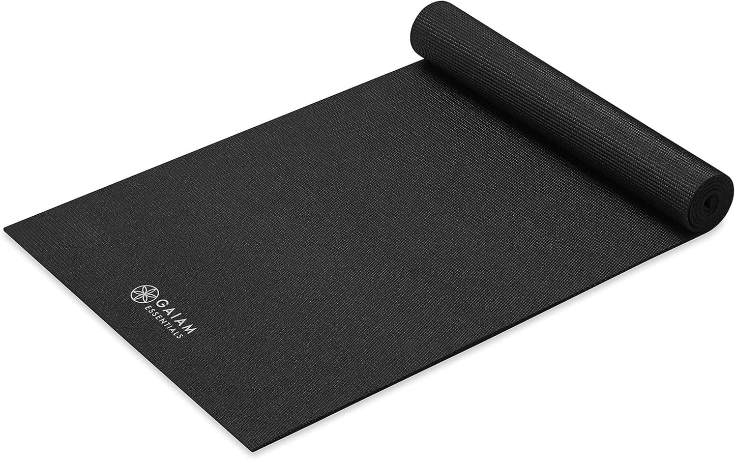 Gaiam Essentials 1/4" Thin (6mm) Yoga & Pilates, Fitness & Exercise Mat with Easy-Cinch Carrier Strap Cusion Support For Fitness and Gym Workouts