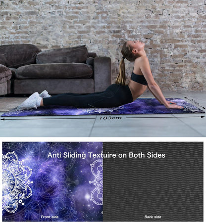 Non Slip Yoga Mat TPE Workout Mat for Men Women, Thick Workout Mat with Carrying Strap, Fitness Mats for Exercise, Yoga, Fitness, Pilates, Floor Workouts (72" x 24" x 6mm)