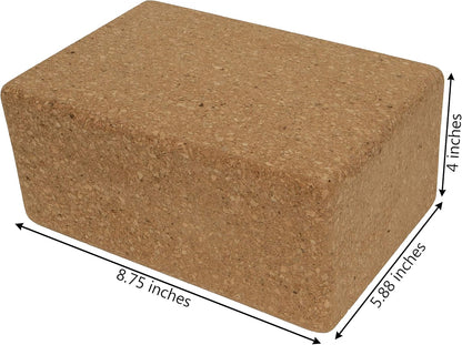 Cork Yoga Block, Solid Natural Cork Exercise Brick to Support and Improve Poses and Flexibility, Pack of 2