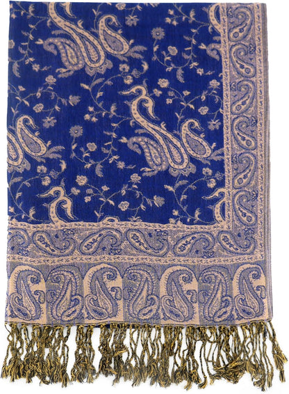 Ciormis Two Tone Silky Paisley Pashmina Shawl Scarf,Soft Women's Rave Jacquard Pashminas Wrap Scarves
