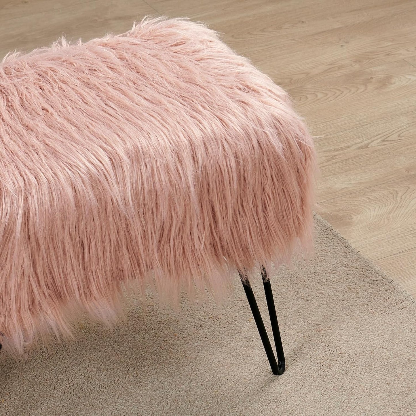 Home Soft Things Green Mongolian Faux Fur Ottoman, Desert Sage, 19'' x 13'' x 17'', Cozy Plush Fluffy Ottoman Foot Rest Stool for Living Room Bedroom Entryway Makeup Bench End of Bed Home Décor
