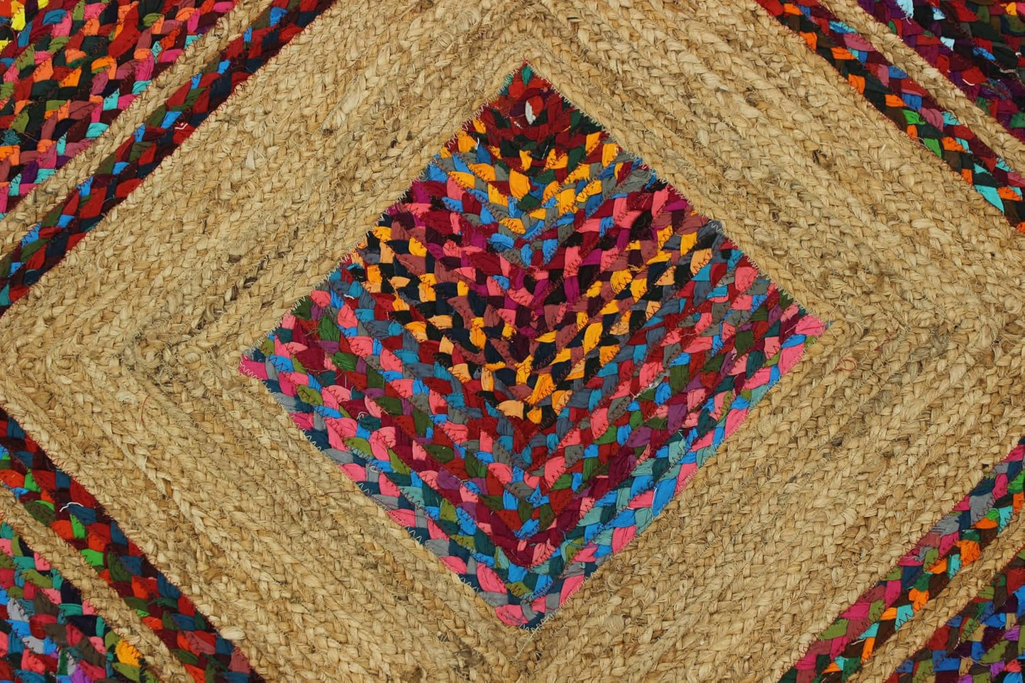 Premium Quality Jute Rug 2x3 Kilim Area Rug Hand Braided Jute Geometric Pattern Beige Hand Woven Boho Flatweave Carpet Indoor Outdoor Rugs for Kitchen Garden Yoga Mat - Colors A