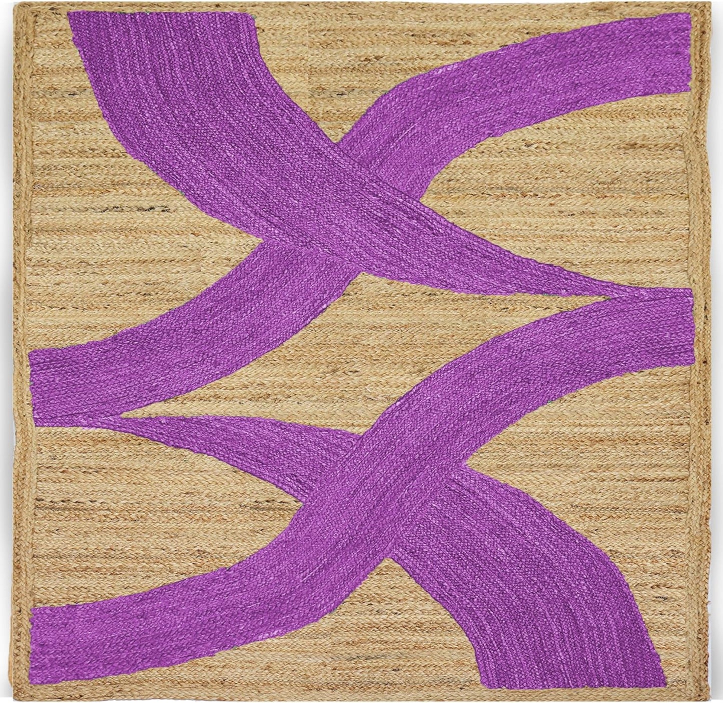 Premium Quality Jute Rug 4x6 Feet Area Rug Natural Fiber Jute Rugs Thick 0.27" Black Abstract Pattern Geometric Rugs for Kids Room, Living Room, Yoga Mat, Indoor Outdoor Carpet - Colors A