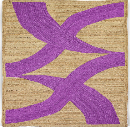 Premium Quality Jute Rug 4x6 Feet Area Rug Natural Fiber Jute Rugs Thick 0.27" Black Abstract Pattern Geometric Rugs for Kids Room, Living Room, Yoga Mat, Indoor Outdoor Carpet - Colors A
