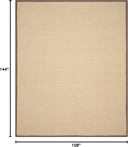 SAFAVIEH Area Rug 11x15 - Natural Fiber Collection - Large - Maize & Linen Color, Sisal, Woven Design with Border (NF141B) - Colors A
