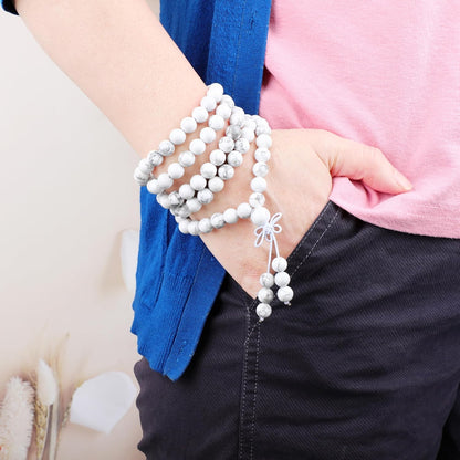 AD Beads 6mm 8mm 108 Prayer Mala Jasper Elastic Bracelet - Handmade Yoga Meditation Healing Power Energy Gifts for Unisex Adult.