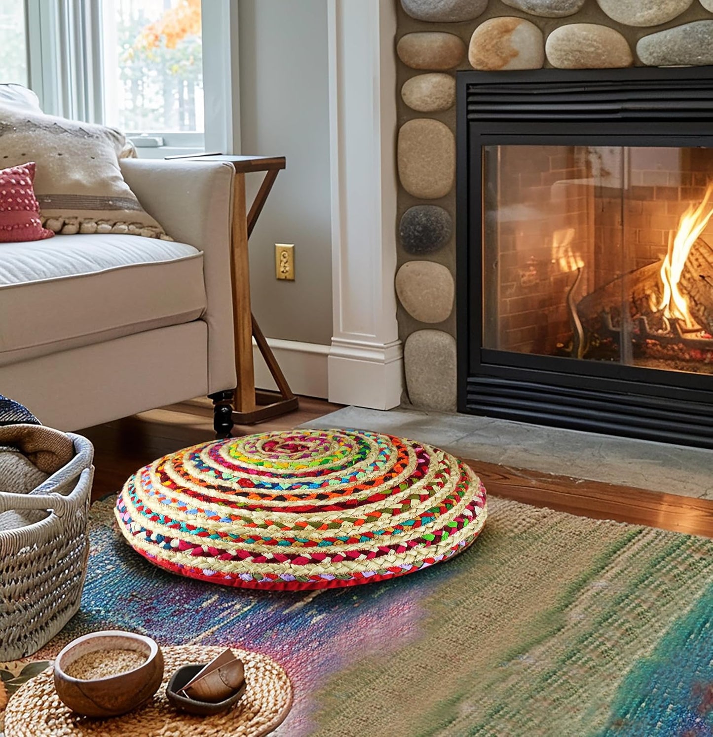 COTTON CRAFT Jute Rug - 2 Pack Braided 100% Jute Door Mat - Woven Neutral Reversible Small Rug - Entryway Kitchen Living Room Bedroom Bathroom Farmhouse Rustic Boho Throw Mat - 22 x 34 - Natural