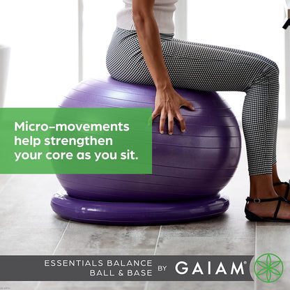 Balance Ball & Base Kit, Yoga Ball Chair, Exercise Ball with Inflatable Ring Base for Home or Office Desk, Includes Air Pump
