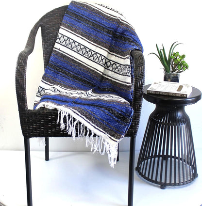 Del Mex Classic Mexican Blanket, Large Authentic Woven Falsa Throw (70"x50"), Artisan Southwest Décor for Beach, Yoga, Outdoors (Lavender)