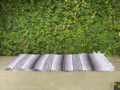 Del Mex Classic Mexican Blanket, Large Authentic Woven Falsa Throw (70"x50"), Artisan Southwest Décor for Beach, Yoga, Outdoors (Lavender)