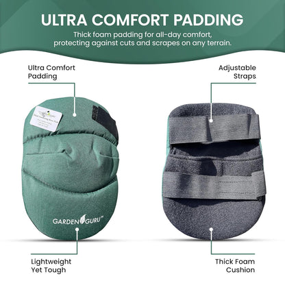 Garden Guru Cushioned Gardening Knee Pads with Adjustable Straps - Soft Inner Liner, Ultra Comfort Padding, Garden Kneelers for Yard Work, Cleaning, Household Chores, Roofing, and More 1 Pack