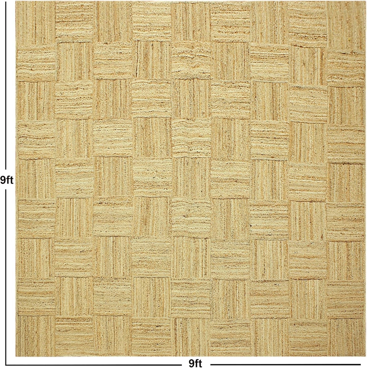Scalloped Edge Kilim Rug 3' Square Rug Beige & Multicolor Cape Cod Design Carpet Thick 0.27 inches Hand Braided Jute Flatweave Indoor Outdoor Use Rugs for Bedroom, Kitche, Yoga Mat