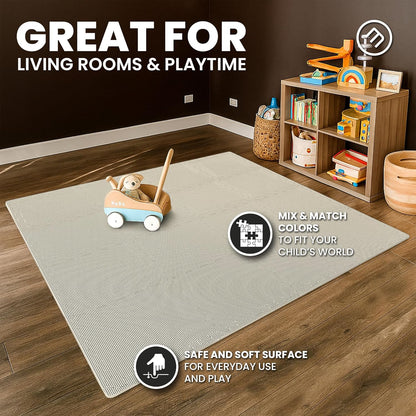 bemaxx Gym Mats Set - 18 pcs EVA Interlocking Foam Floor Tiles (12.6"x12.6"x0.4") 18sqft Protective Gym Flooring Sports Home Workout Exercise Mats Puzzle Garage Fitness Play-Room Pool Treadmill Bike