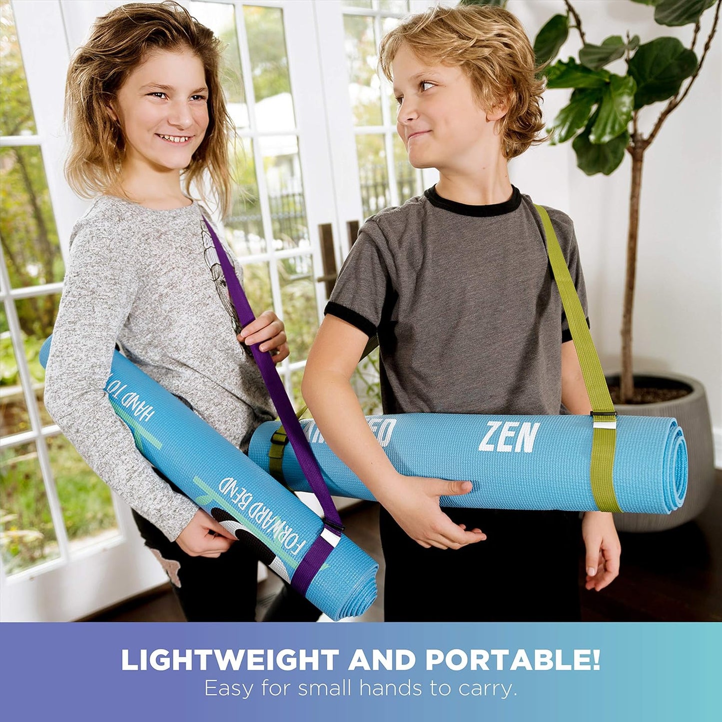 Bean Products Yoga Mat for Exercise - Non Slip Thick Comfortable Workout Floor Mat for Adults and Kids - Eco Friendly Foldable Yoga Mat for Yoga, Pilates, Gym and Stretching