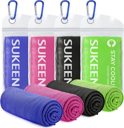 Sukeen 4 Pack Cooling Towels (40"x12"), Cooling Neck Wraps, Ice Towel, Soft Breathable Chilly Towel,Microfiber Towel for Yoga,Sport,Running,Gym,Workout,Camping,Fitness,Workout & More Activities