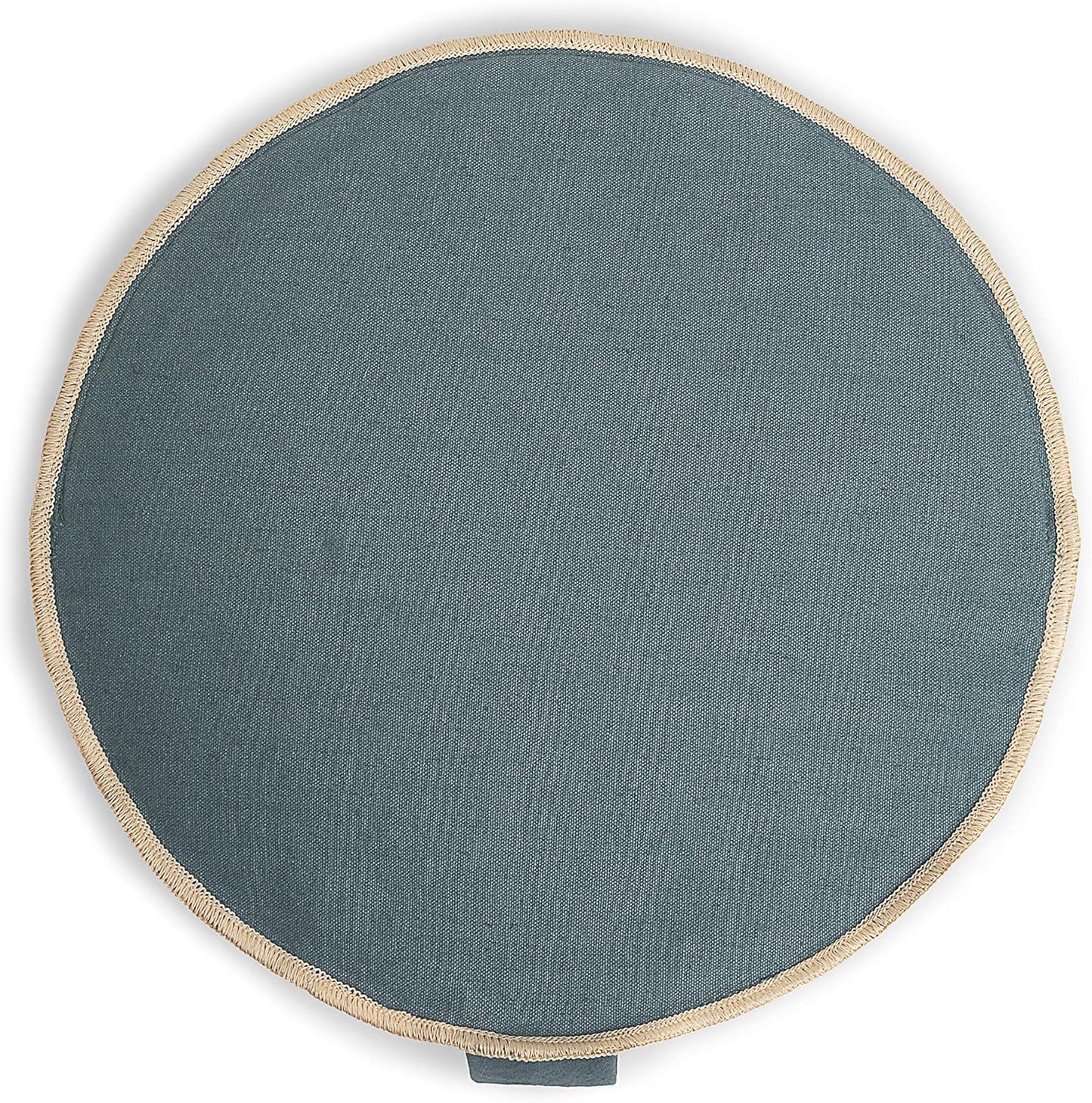 Organic Round Meditation Cushion by renoo - Durable Comfortable Cotton, Linen, Hemp - Modern Zafu - Buckwheat Floor Pillow Yoga Bolster in 15 Colors Removable Cover - 15 inches - Vanilla
