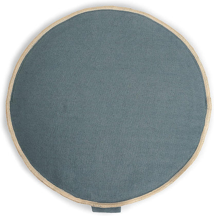 Organic Round Meditation Cushion by renoo - Durable Comfortable Cotton, Linen, Hemp - Modern Zafu - Buckwheat Floor Pillow Yoga Bolster in 15 Colors Removable Cover - 15 inches - Vanilla