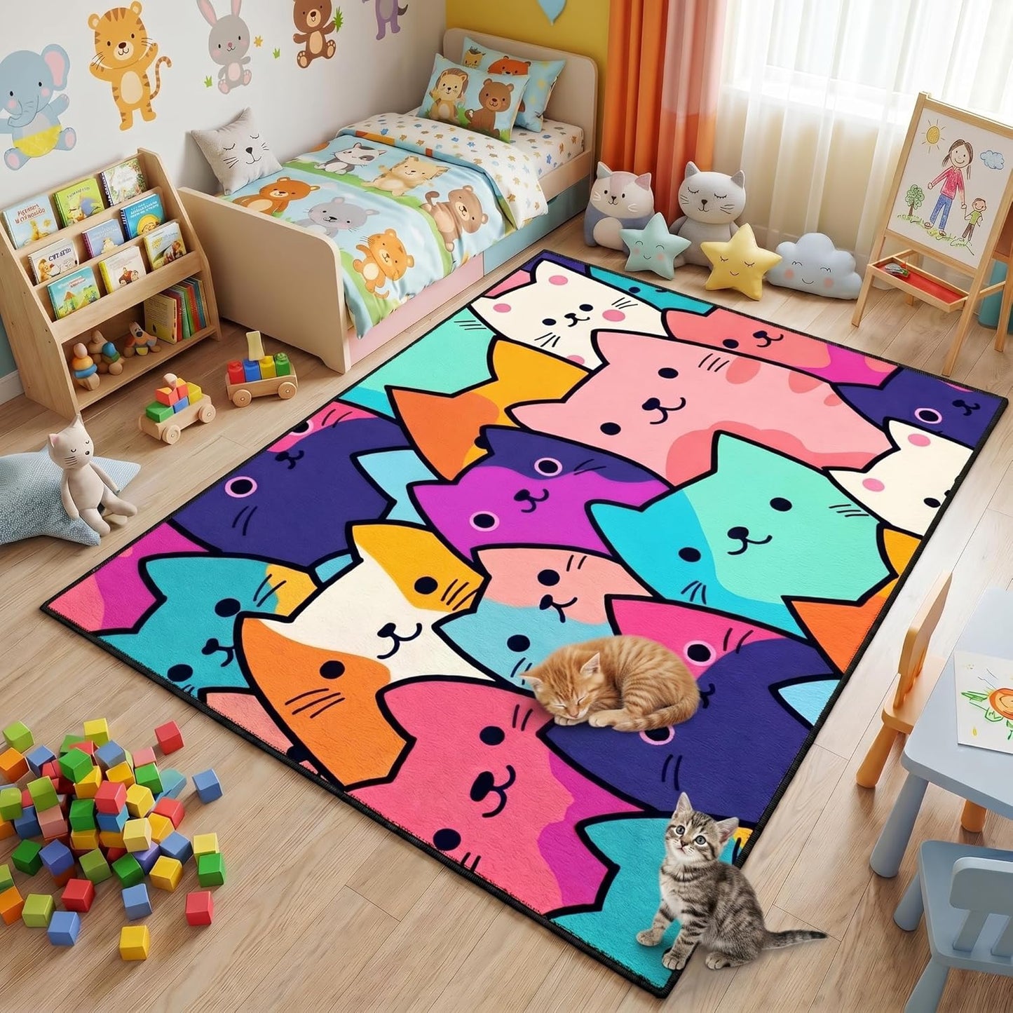 Black Girl Area Rug for Bedroom African American Rugs for Room Princess Carpet Kids Rugs for Bedroom African Girls Carpet for Living Room Teen Girls Yoga Mats, Pink, 4'×5'