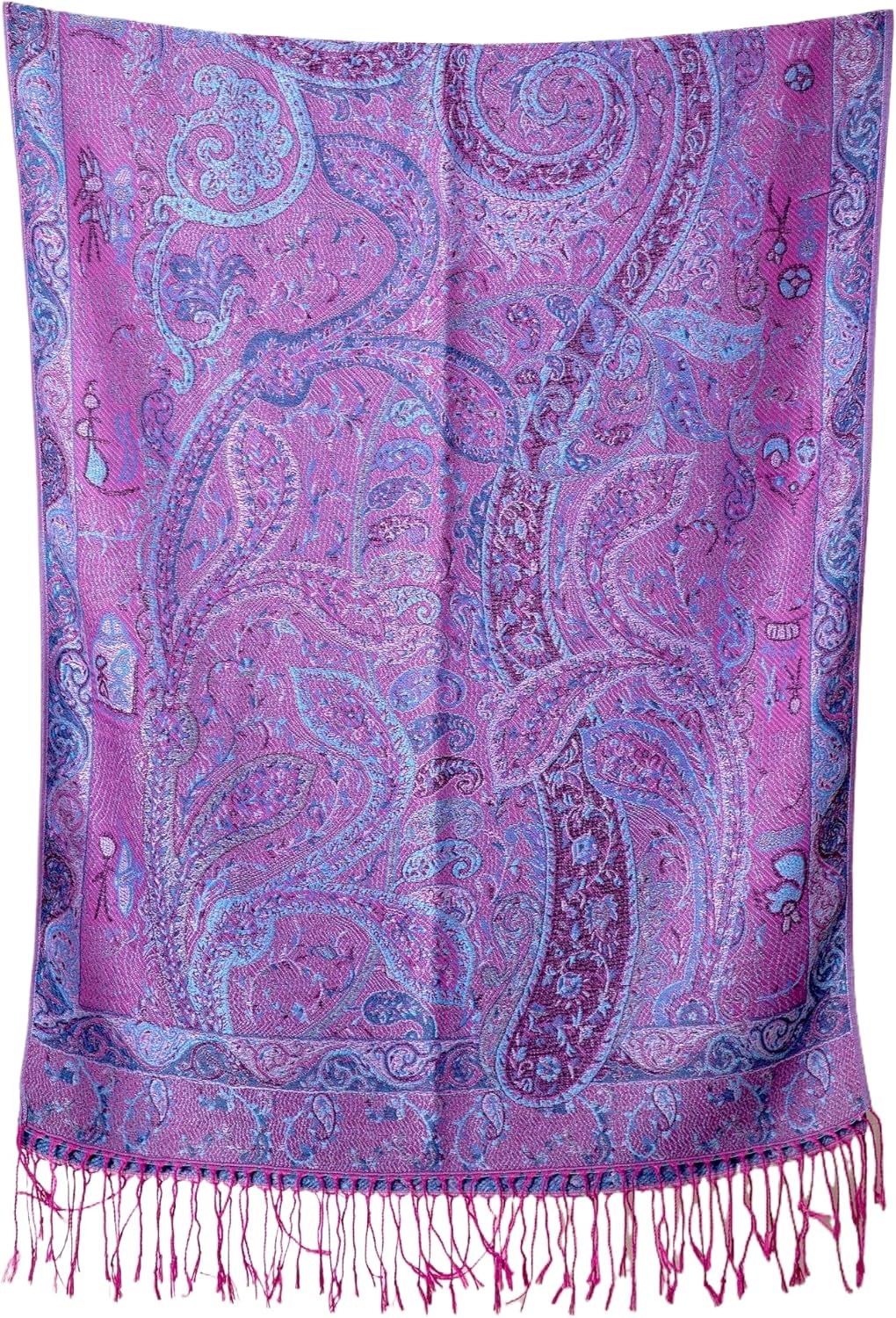 Achillea Reversible Paisley Pashmina Rave Scarf – Exotic Indian Shawls and Wraps for Evening Dresses, Festivals, All Seasons - Colors B