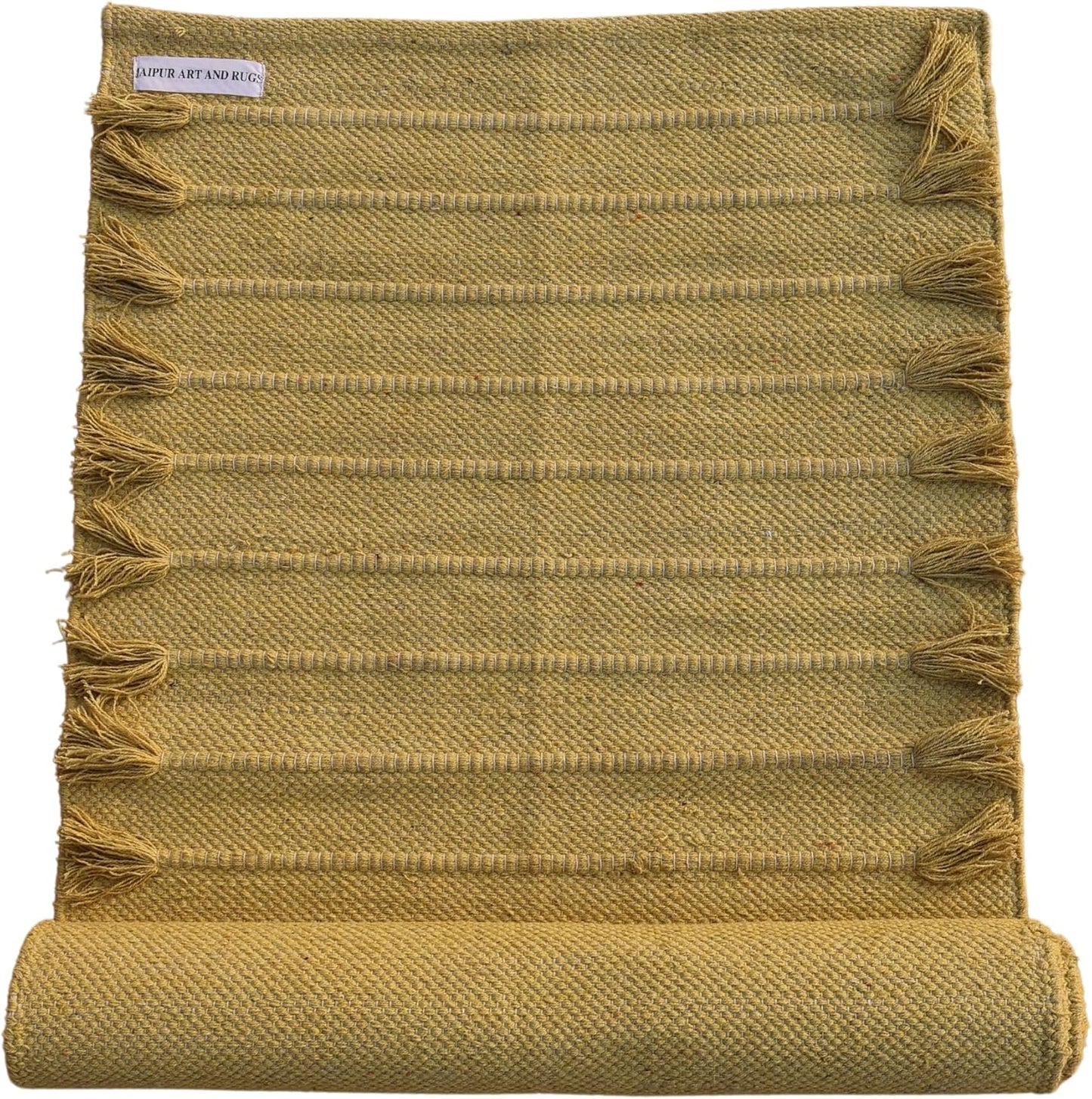 Jaipur Art & Rugs Cotton Yoga Rug - Eco-Friendly Hand-Woven Thick Mat (24”x72”x5mm) for Everyday Fitness at Home - Comfortable & Extra-Long - Colors A