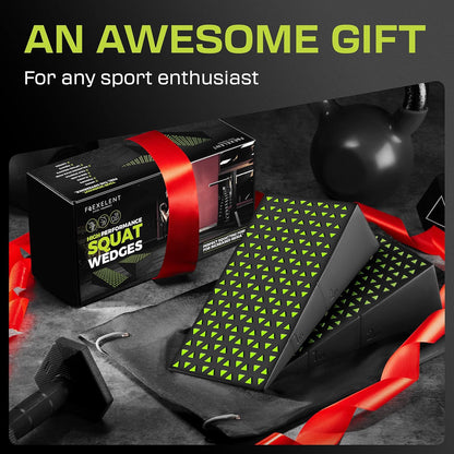 Flexelent Squat Wedge Block Pair - Heel Elevated Squat Wedge for Deeper Squats, Heavy Lifting and Better Form - 17° Angle Exercise Wedges, Slant Board for Squats with Carry Backpack