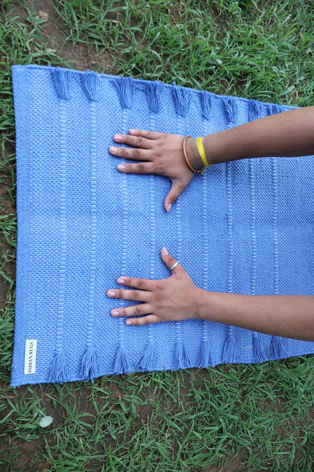 EcoComfort Cotton Yoga Mat - Hand-Woven, Extra-Thick for Ultimate Home Fitness - Durable & Stylish Yoga Rug (24”x72”x5mm)