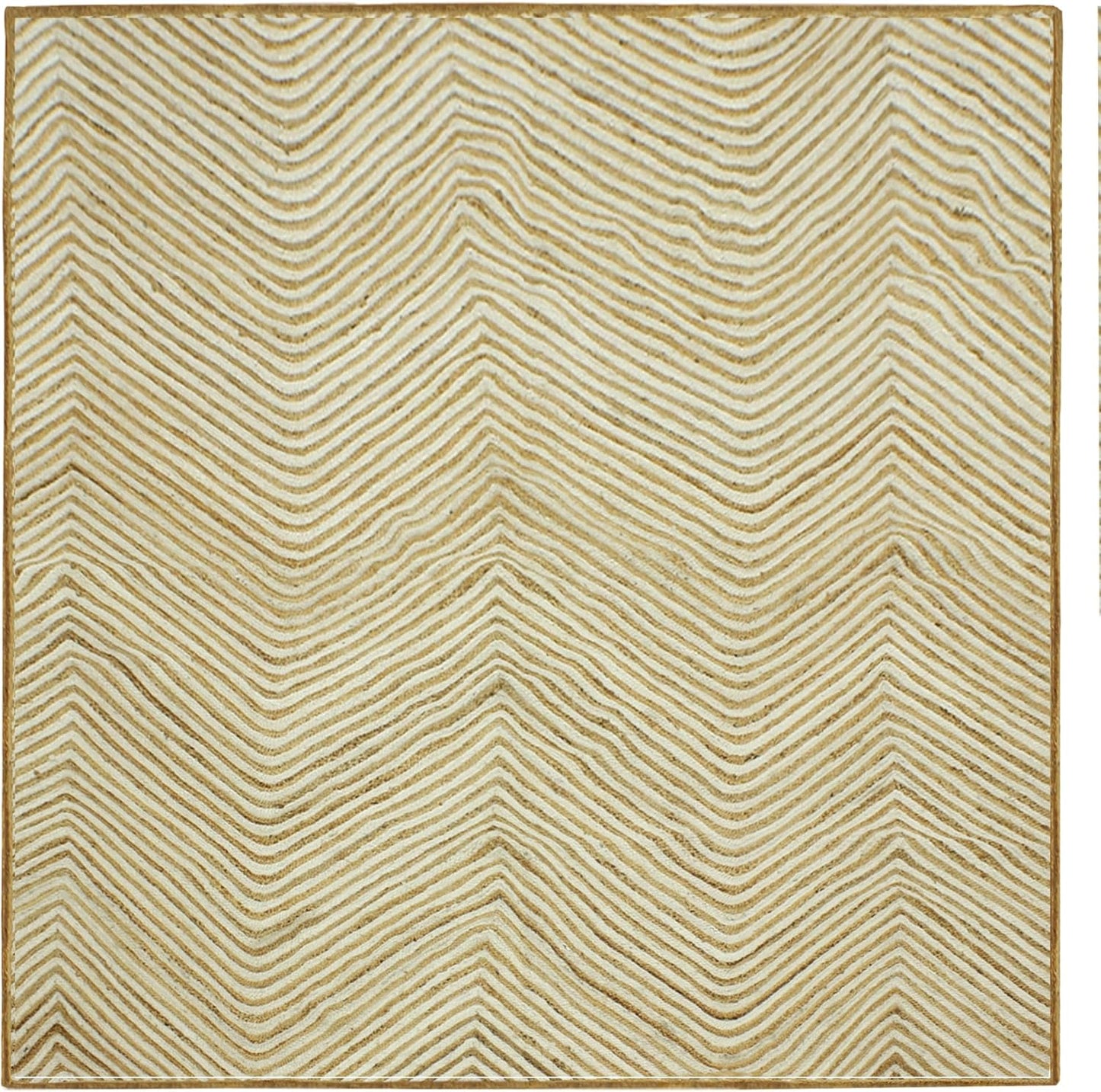Scalloped Edge Kilim Rug 3' Square Rug Beige & Multicolor Cape Cod Design Carpet Thick 0.27 inches Hand Braided Jute Flatweave Indoor Outdoor Use Rugs for Bedroom, Kitche, Yoga Mat