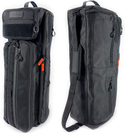 Fitdom Tactical Inspired Yoga Bag for Adult Men. Heavy Duty Yoga Bags and Carriers Fits All Your Stuff. Yoga Mat Bag with Expandable Compartment for 2 Yoga Blocks & Multiple Pockets - Yoga Mat Carrier