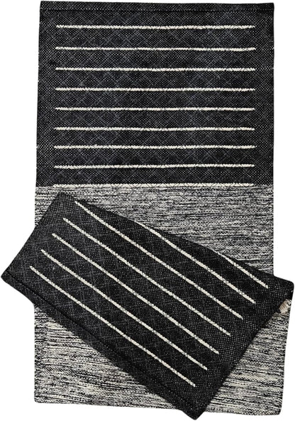 Indian Handmade100 % Organic Anti Skid Multi Colour Cotton Yoga Mat - Eco-Friendly Hand-Woven Rug - Non-Slip & Thick (24”x72”x5mm) for Hot yoga & Everyday Fitness at Home - Comfortable & Foldable Extra-Long Mat