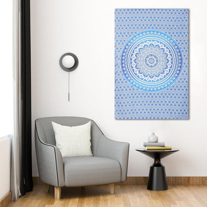 THE ART BOX Original Gold Tapestry Wall Hanging Mandala – Cotton Throw Tapestry – Boho Bedding White and Gold Medium Bedspread 54x60 Inches – Meditation & Yoga Rug Mat