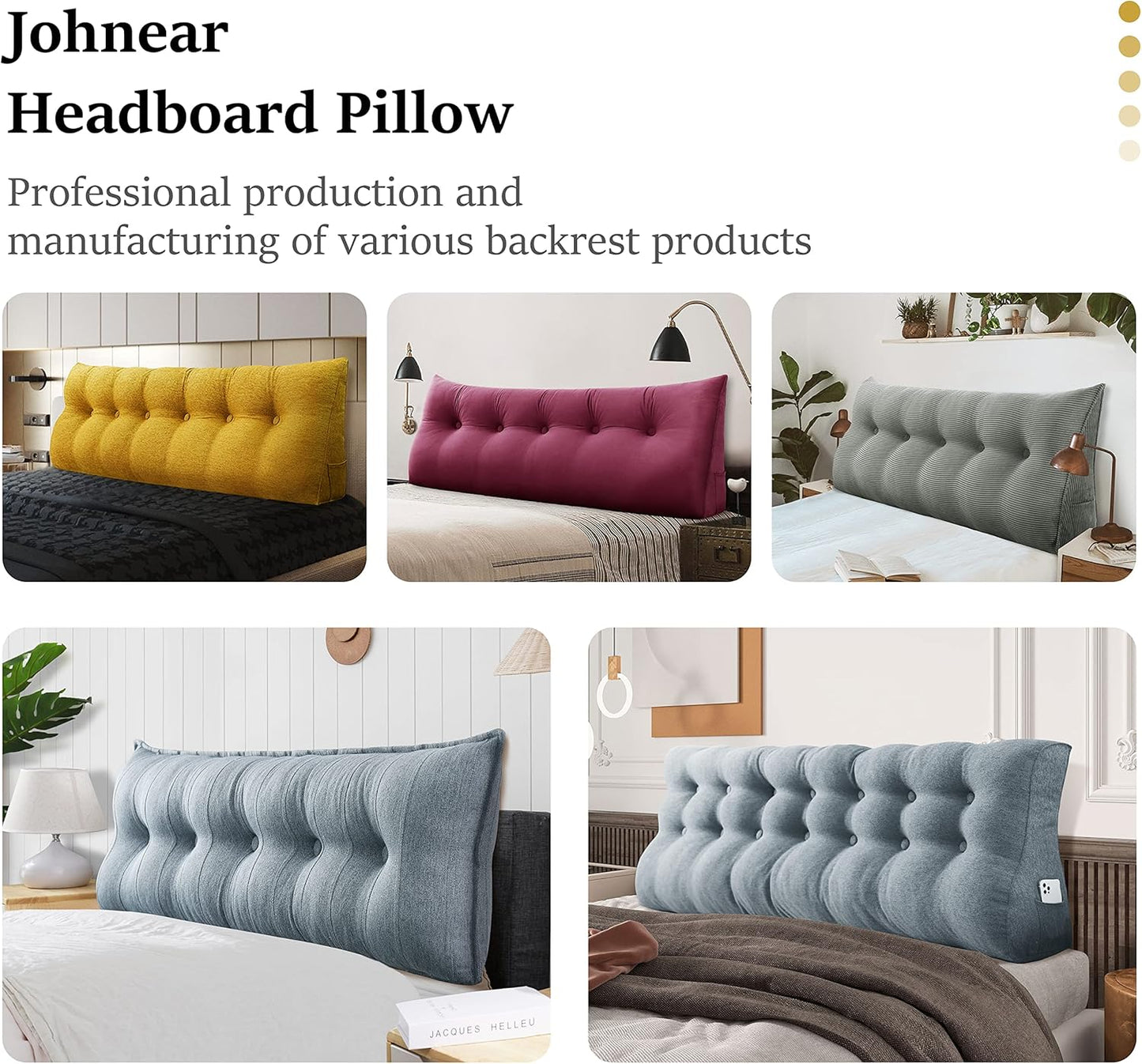Cotton Linen Daybed Pillow Large Filled Triangular Soft Headboard Wedge Cushion Bed Backrest Positioning Support Reading Pillow for Adult Shoulder Lumbar Leg Bolster（Yellow, Small）