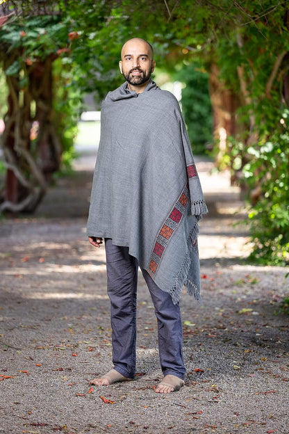 Meditation Shawl or Blanket, Vegan Wool Wrap, Oversize Scarf, Indian Blanket. Unisex