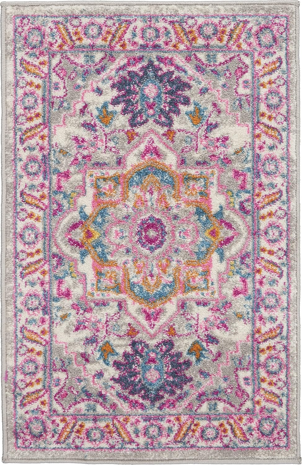 Nourison Home Passion Teal Multicolor 9' x 12' Area Rug - Easy Clean, Non Shedding, Bed Room, Living Room, Dining Room, Kitchen (9' x 12')