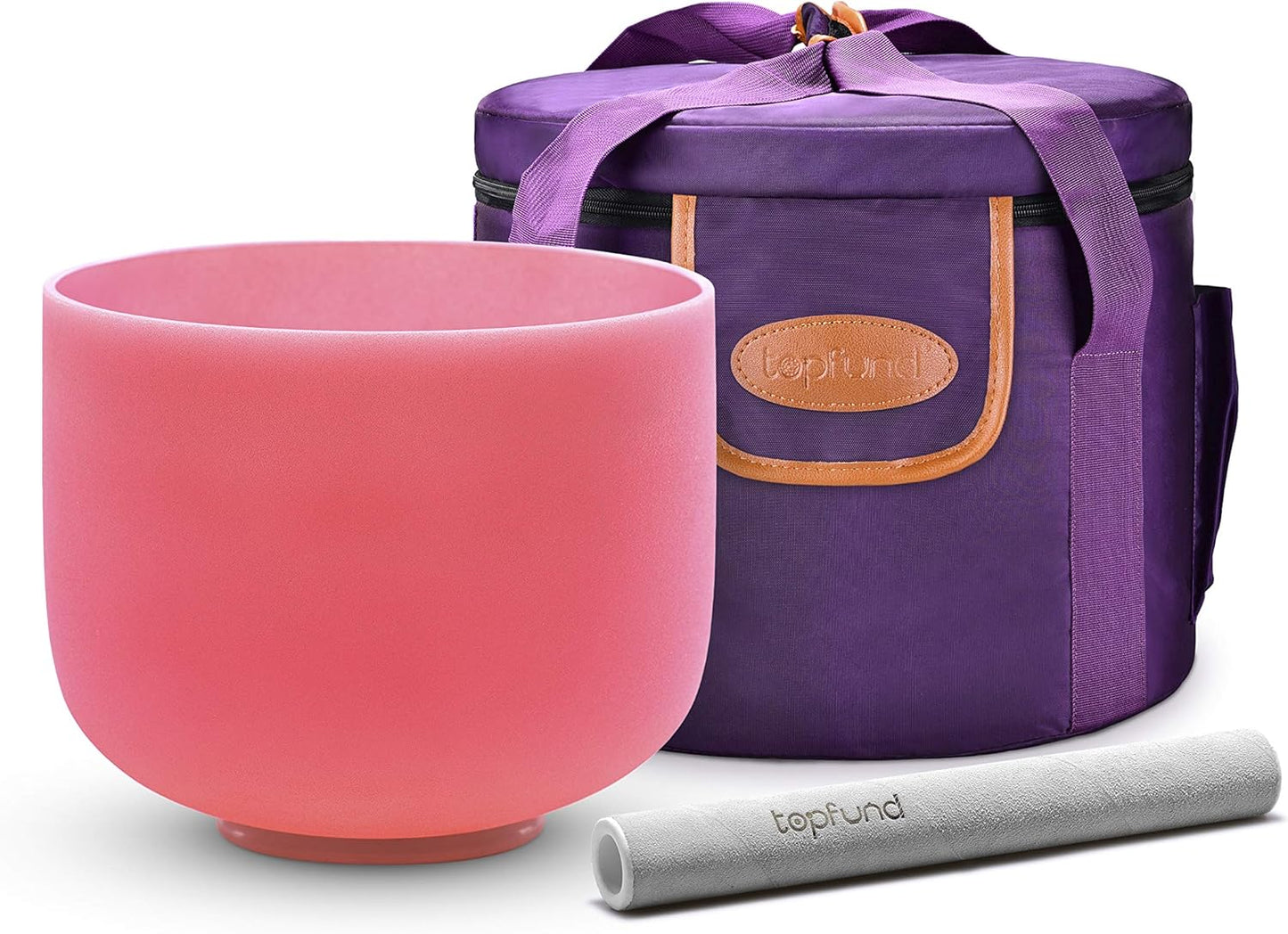 TOPFUND Pink Purple F Note Crystal Singing Bowl Heart Chakra 8 inch with Suede Mallet