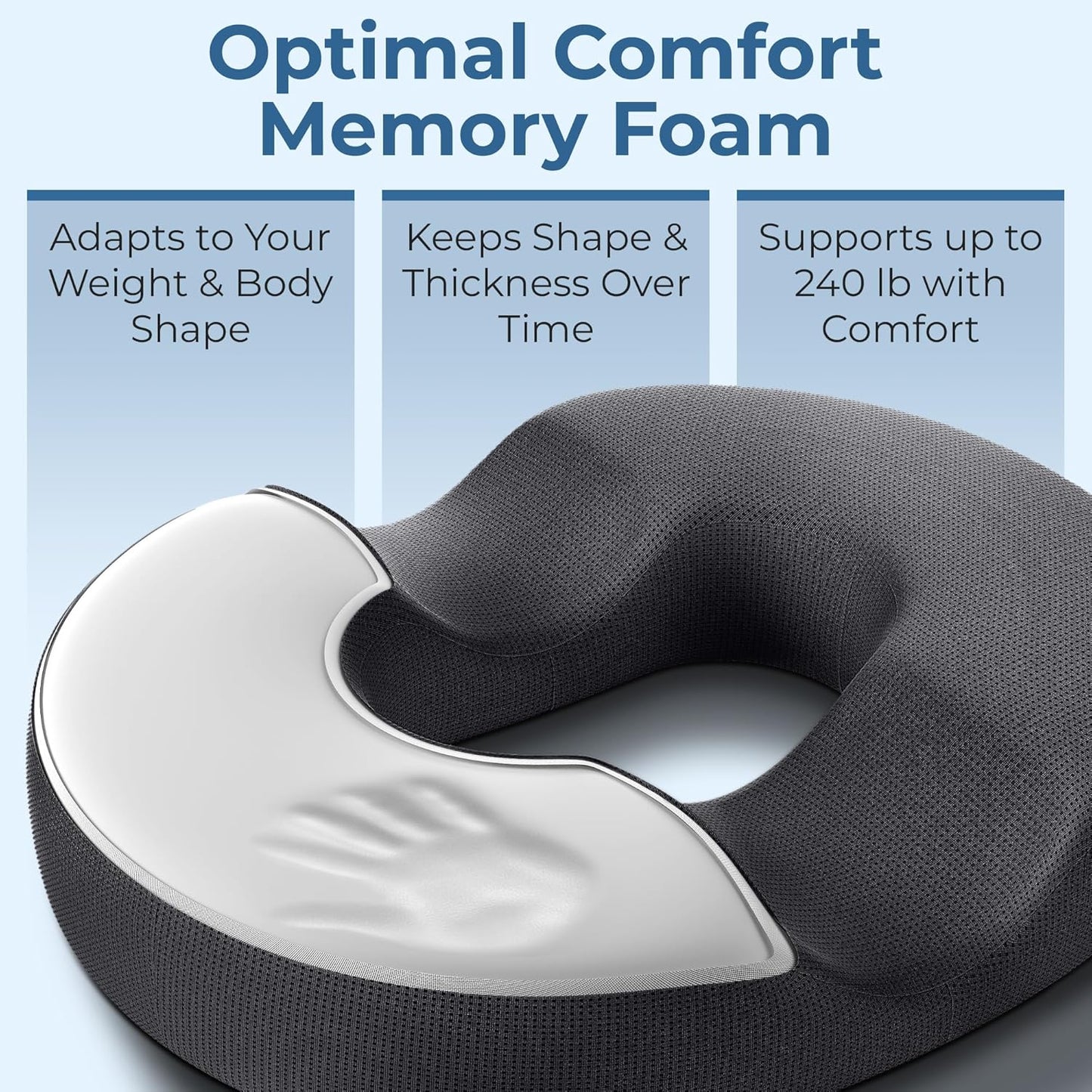 5 STARS UNITED Donut Pillow Hemorrhoid Tailbone Cushion – Large Floor Cushion for Pain Relief – Coccyx, Prostate, Sciatica, Pelvic Floor, Pressure Sores, Pregnancy, Postpartum Recovery, Black