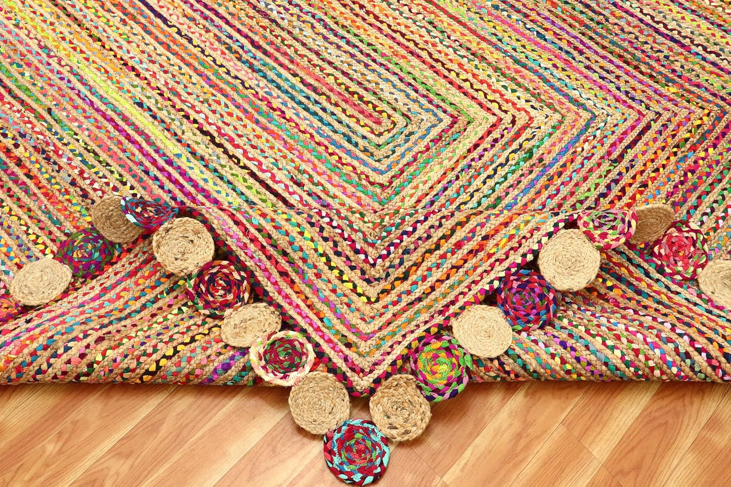 Premium Quality Jute Rug 2x3 Kilim Area Rug Hand Braided Jute Geometric Pattern Beige Hand Woven Boho Flatweave Carpet Indoor Outdoor Rugs for Kitchen Garden Yoga Mat - Colors B