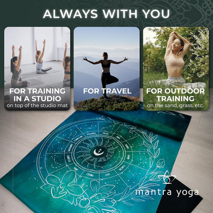 Mantra Yoga Travel PRO 1.5mm with Knee Pad - Foldable Fitness & Exercise Mat with Bag | Lightweight, Compact & Eco-Friendly | Non-Slip & Washable | For All Types of Yoga | 72" L x 24" W | 2.6 lbs