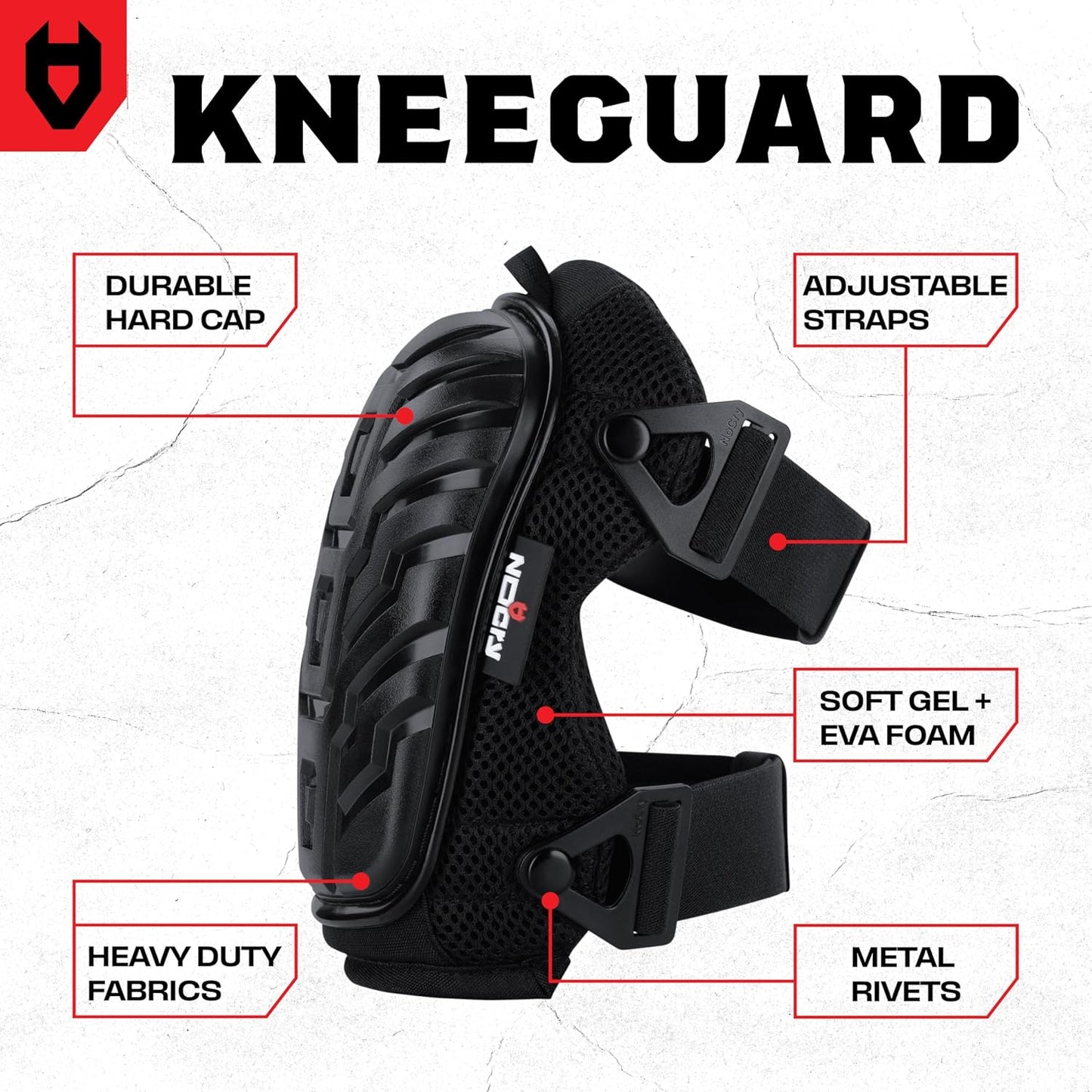 NoCry Professional Construction Knee Pads for Men and Women with Non-Slip Heavy Duty Cap and Ankle Support — Thick Foam and Gel Cushioning — Reinforced, Adjustable Straps and Military Grade Rivets