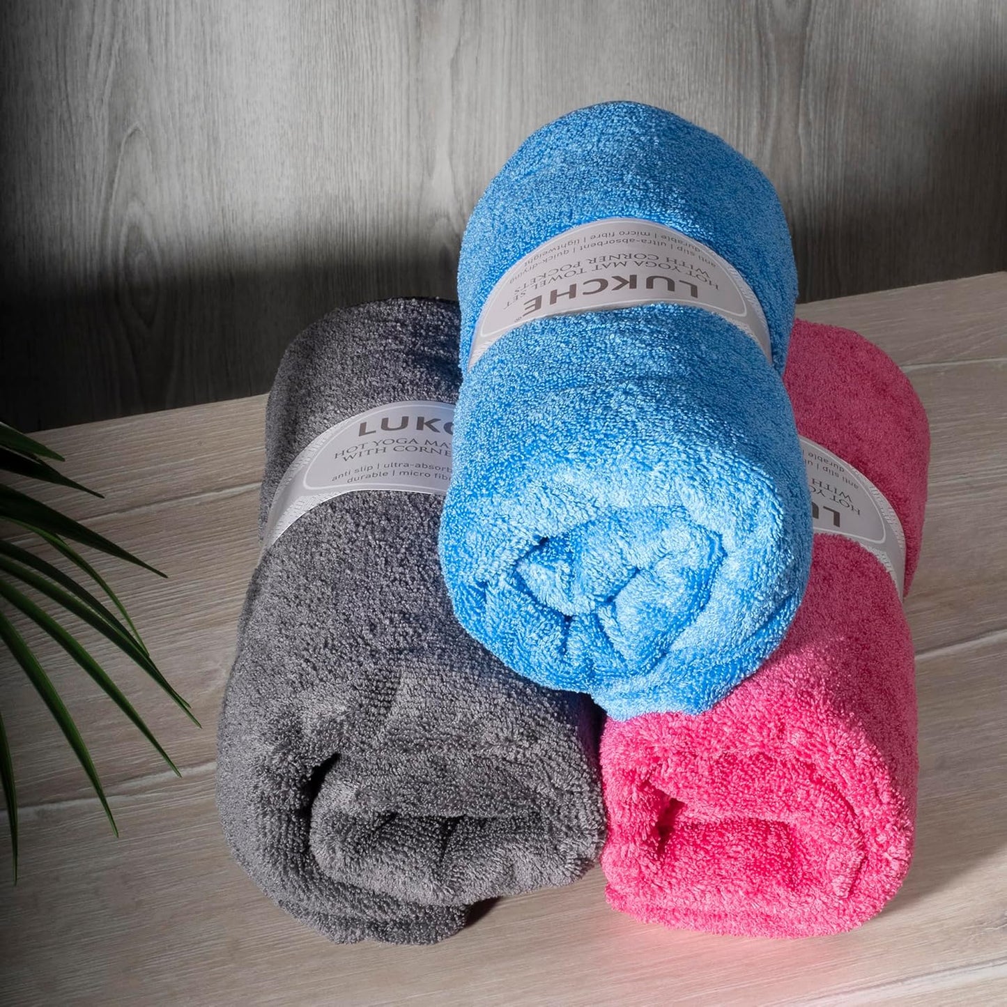 Yoga Towel, Non Slip Hot Yoga Mat Towel with Corner Pockets, Sized 25"x73", 100% Microfiber Sweat Absorbent, Perfect for Hot Yoga, Bikram, Pilates and Yoga Mats (Blue)